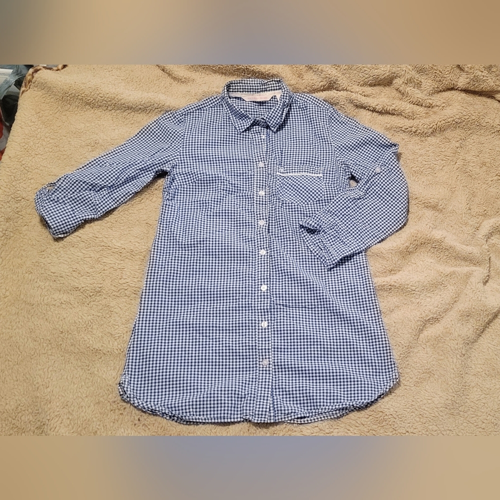Victoria's Secret Blue Gingham Sleep Shirt XS - Picture 2 of 9
